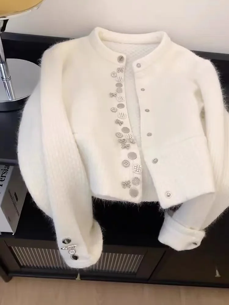 Женский белый кардиган свитер в стиле Харадзюку кашемировые вязаные свитера с