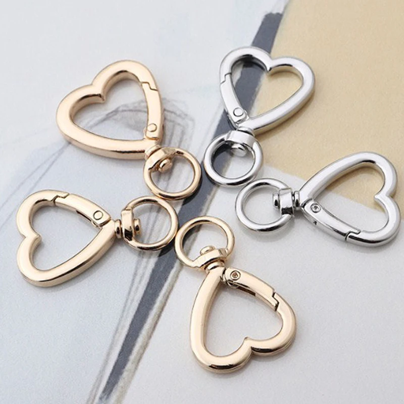 

1pc Heart Spring Gate Rings Openable Keychain Leather Bag Belt Strap Dog Chain Buckles Snap Closure Clip Trigger DIY Accessories