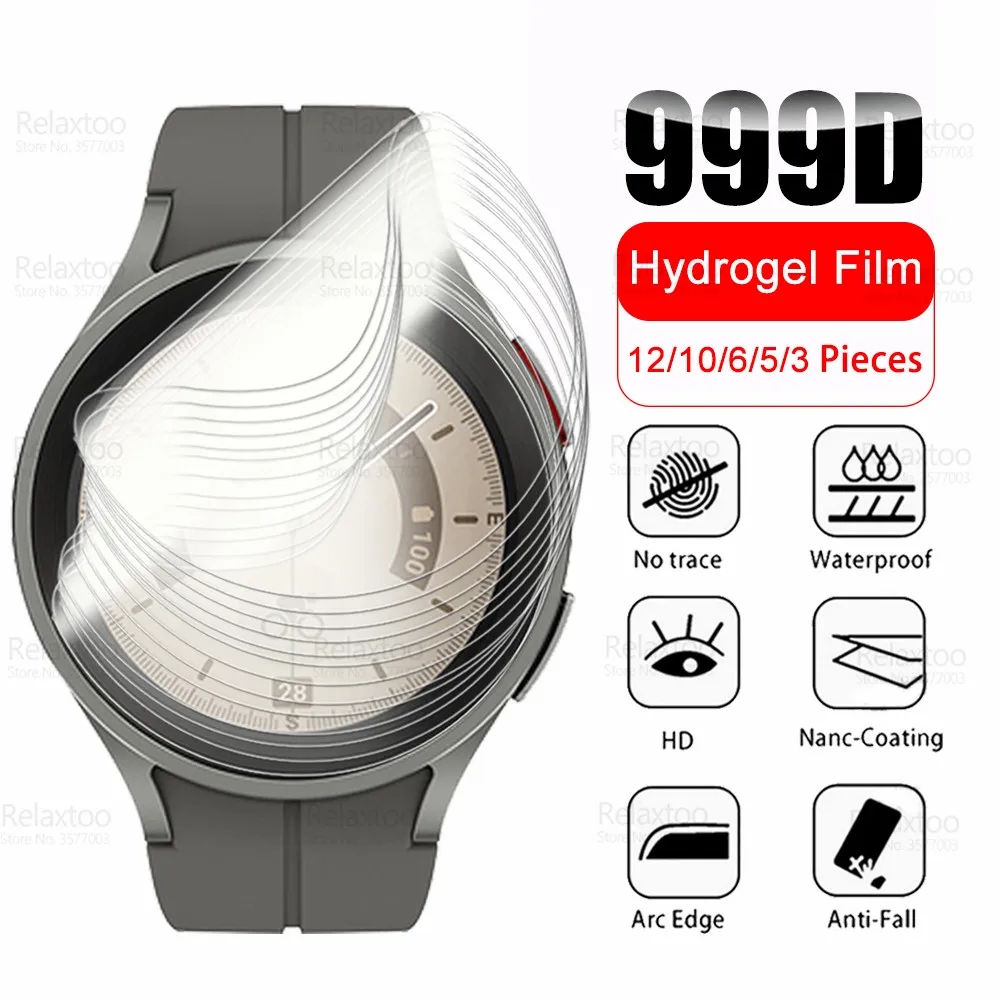 

12-3Pcs 999D Curved Soft Hydrogel Film For Samsung Galaxy Watch 5 Pro Sumsung Watch5 5Pro Smartwatch Screen Protector Not Glass