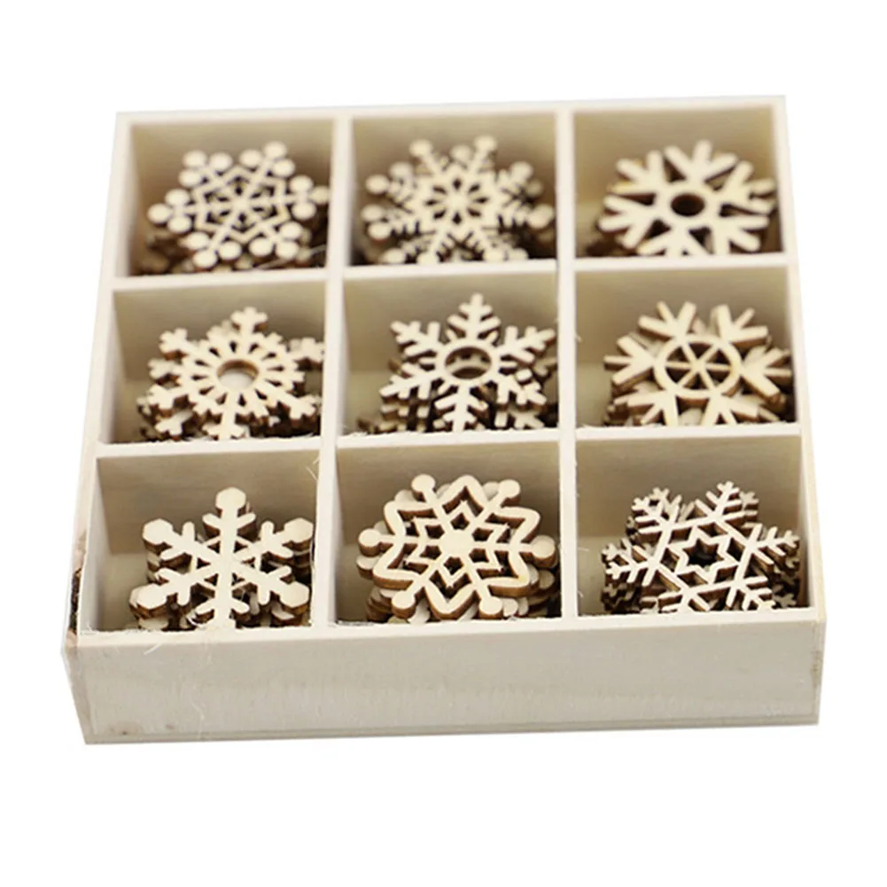 

Tree Ornament Wood Chips Snowflake Vintage Christmas Christmas Tree Ornaments Christmas Wooden Pendants High-quality