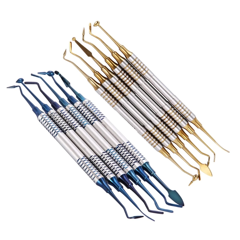 

6pcs Dental Instrument Composite Resin Filling Spatula Titanium Plated Head Filler Thick Handle Restoration Drop Shipping