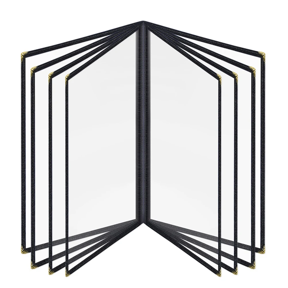 A4 Display Book Transparent Reusable DIY For Restaurant Bar Foldable Menu Cover Cafe Food Drink Kitchen PU Leather 2 4 8 Pages
