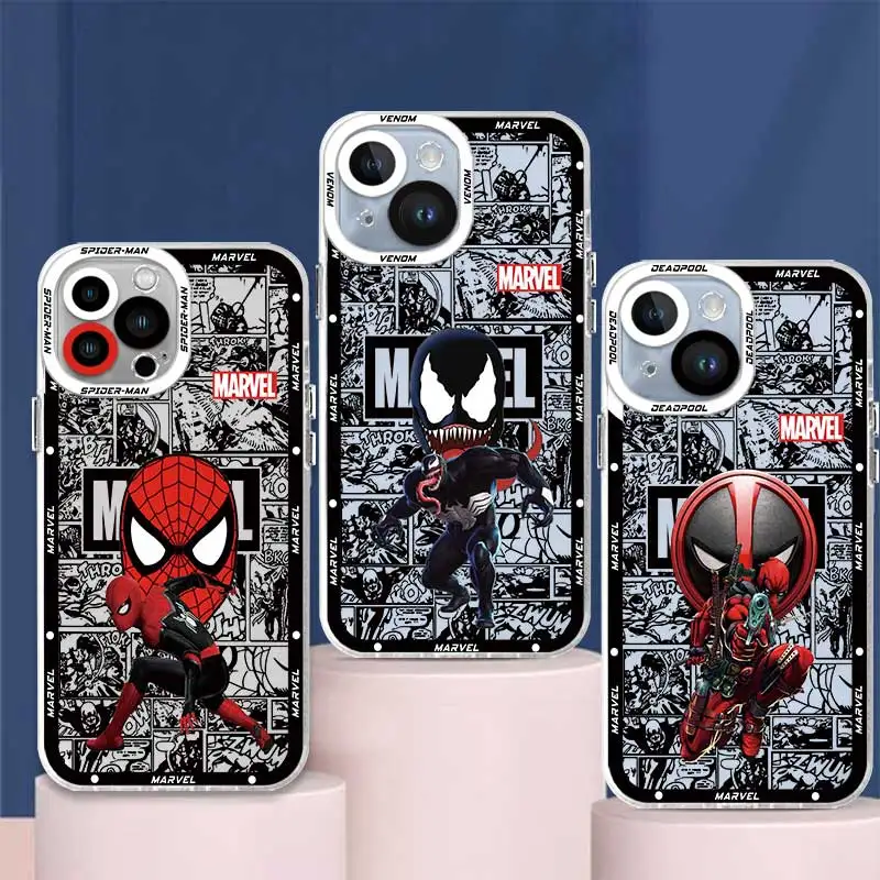 Прозрачная фотография для Oppo A95 A93 A76 A74 A55 A54 A53 A35 A31 A9 A16 A15 A12 A7 F11 F17 F19 RENO 5 6 Marvel Человек-паук Дэдпул Веном