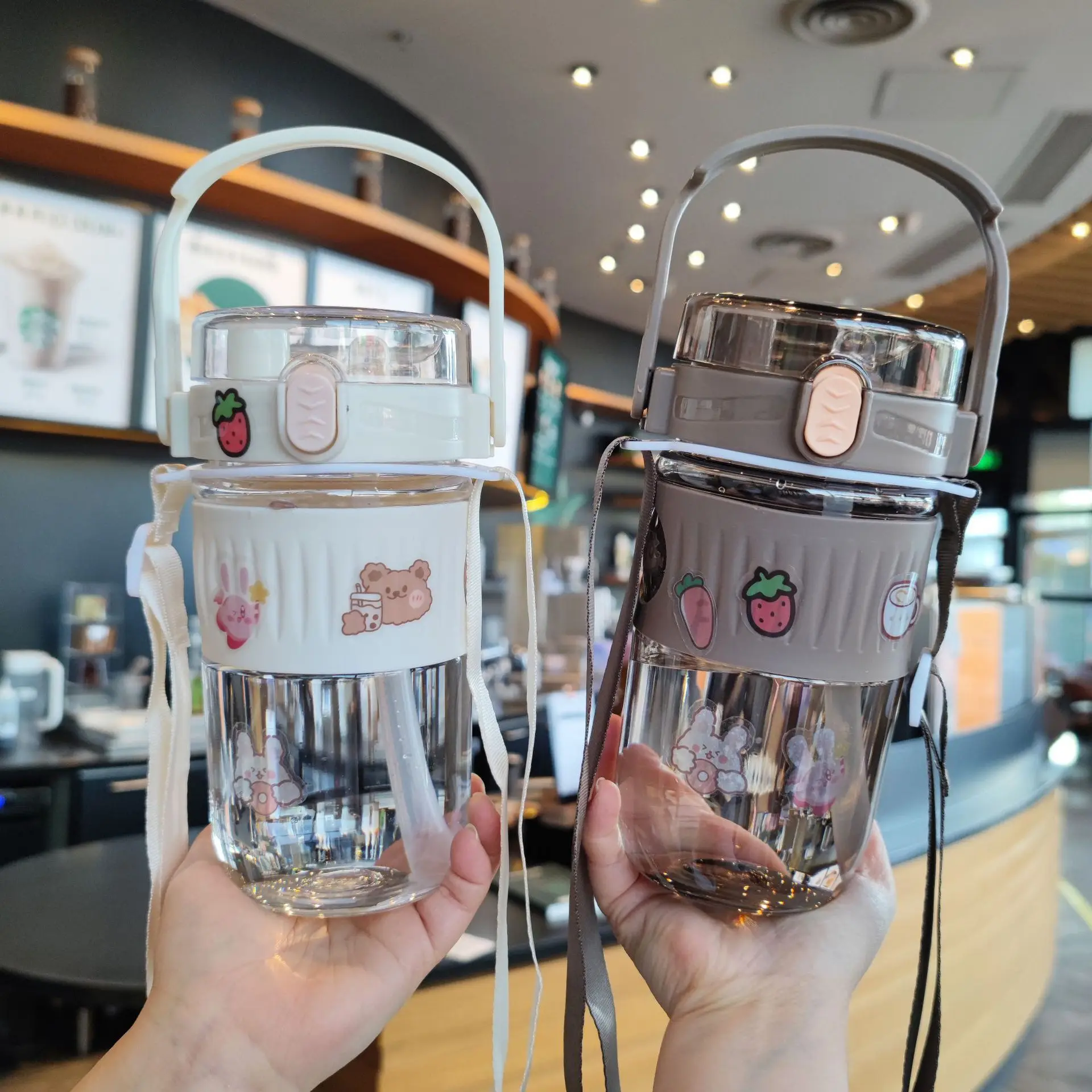 

YCALLEY Travel Sports Water Bottle Mobile Phone Holder 650ml Plastic Travel Tea Juice Milk Portable Drink Bottles Gift Water Cup