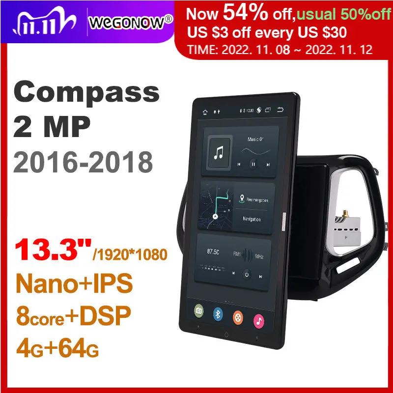 

1920*1080 Ownice Android10.0 для Jeep Compass 2 MP 2016 - 2018 автомобильное радио Автомобильное мультимедийное Видео Аудио головное устройство вращающееся на 13,3 дю...