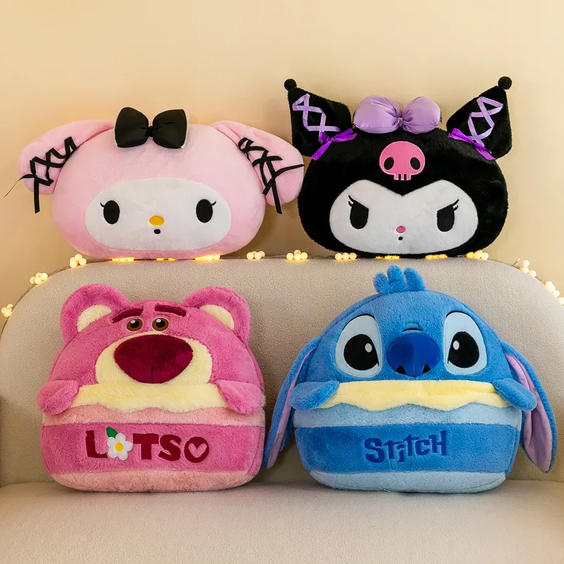 

45cm Sanrio Cartoon Cute Hello Kitty Kuromi My Meldoy Large Head Pillow Cushion Peluche Kawaii Room Decor Stuffed Plush Toy Doll