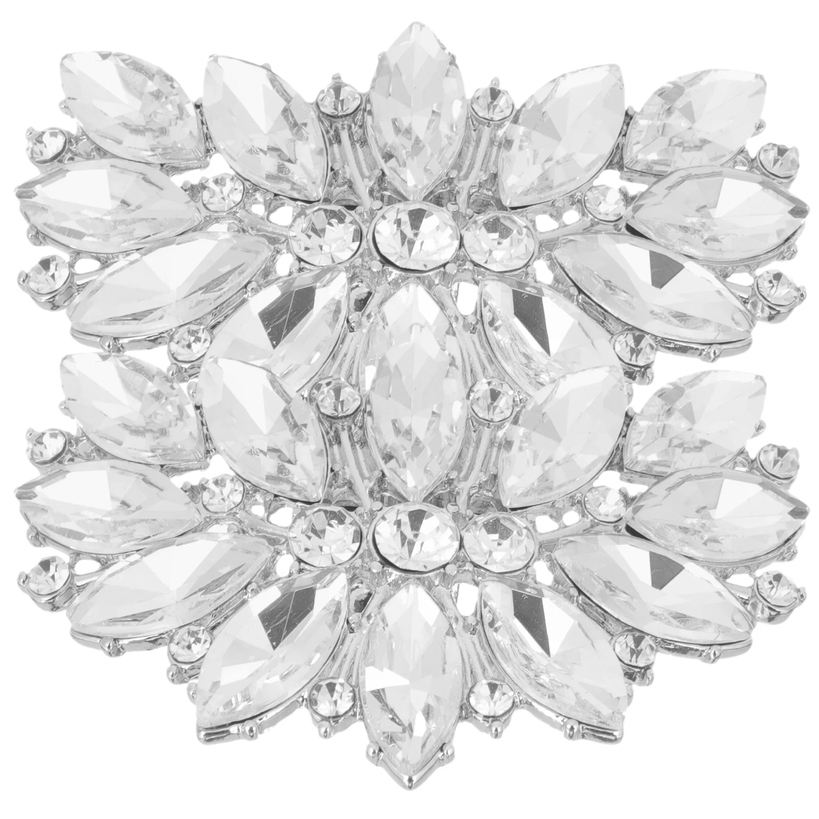

2 Pcs Crystal Heels Shoe Flower Decorative Clips Jewelry Rhinestones 5.5x3.5CM Silver Wedding