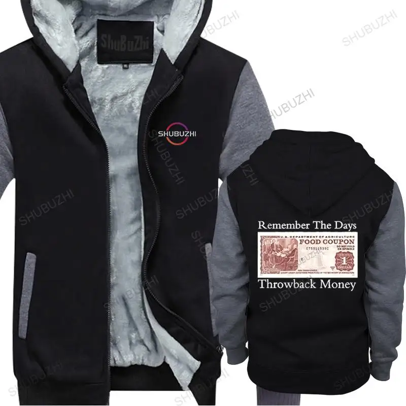 

men shubuzhi thick hoodie fashion winter hooded zipper Remember The Days Throwback Money unisex casual fleece hoody euo size