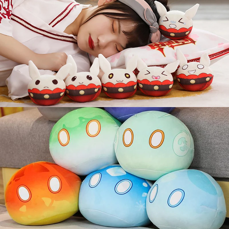 

10CM Genshin Impact Plush Pendant Toys Kawaii Slime Stuffed Plushie Dolls Hutao Ghost Dodoco Decoration Keychain Cosplay Pillow