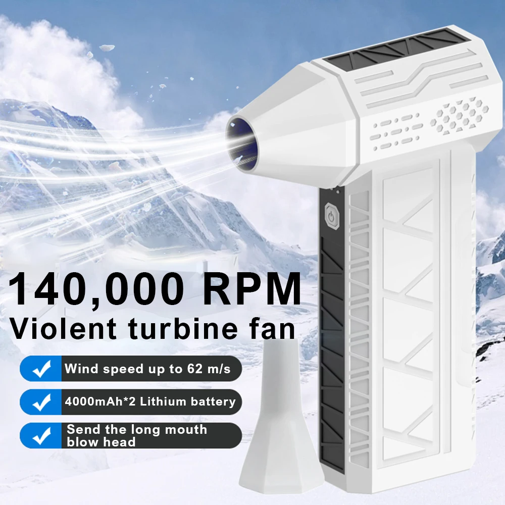 Air blower 140000RPM Turbo Jet Fan Brushless Motor Handheld Duct 62M/S Portable Type-C Charging with Power Display ventilado