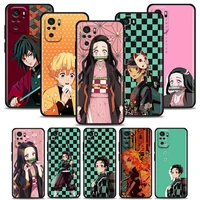 phone case for redmi 10 9 9a 9c9i k20 k30 case k40 plus note 10 11 pro soft silicone cover cartoon anime demon slayer