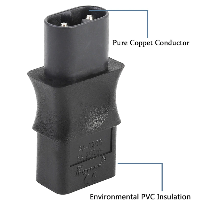 2-контактный Iec 320 C8 штекер на C9 гнездо адаптер переменного тока 6A/250V ЕС