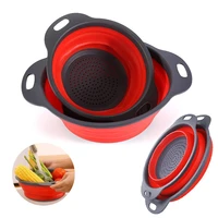 silicone collapsible strainer for fruit vegetable washing basket collapsible strainer drainer with handle kitchen utensils