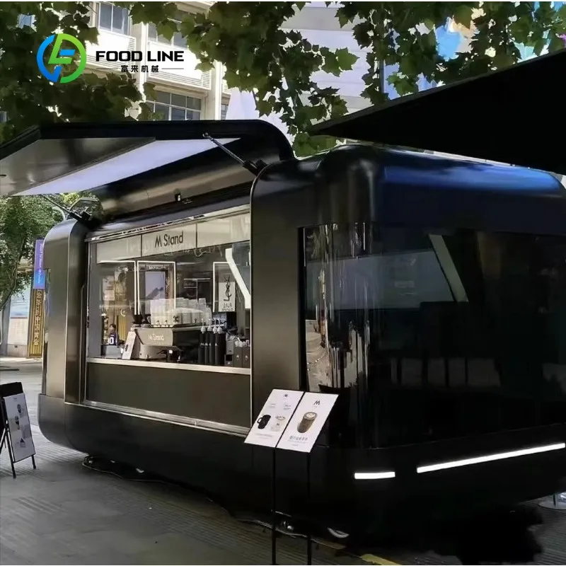 Фото Qingfeng Food Truck Многофункциональная мобильная тележка для закусок из нержавеющей стали Водонепроницаемая уличная уличная горячая распродажа Модель по индивидуальному заказу №1