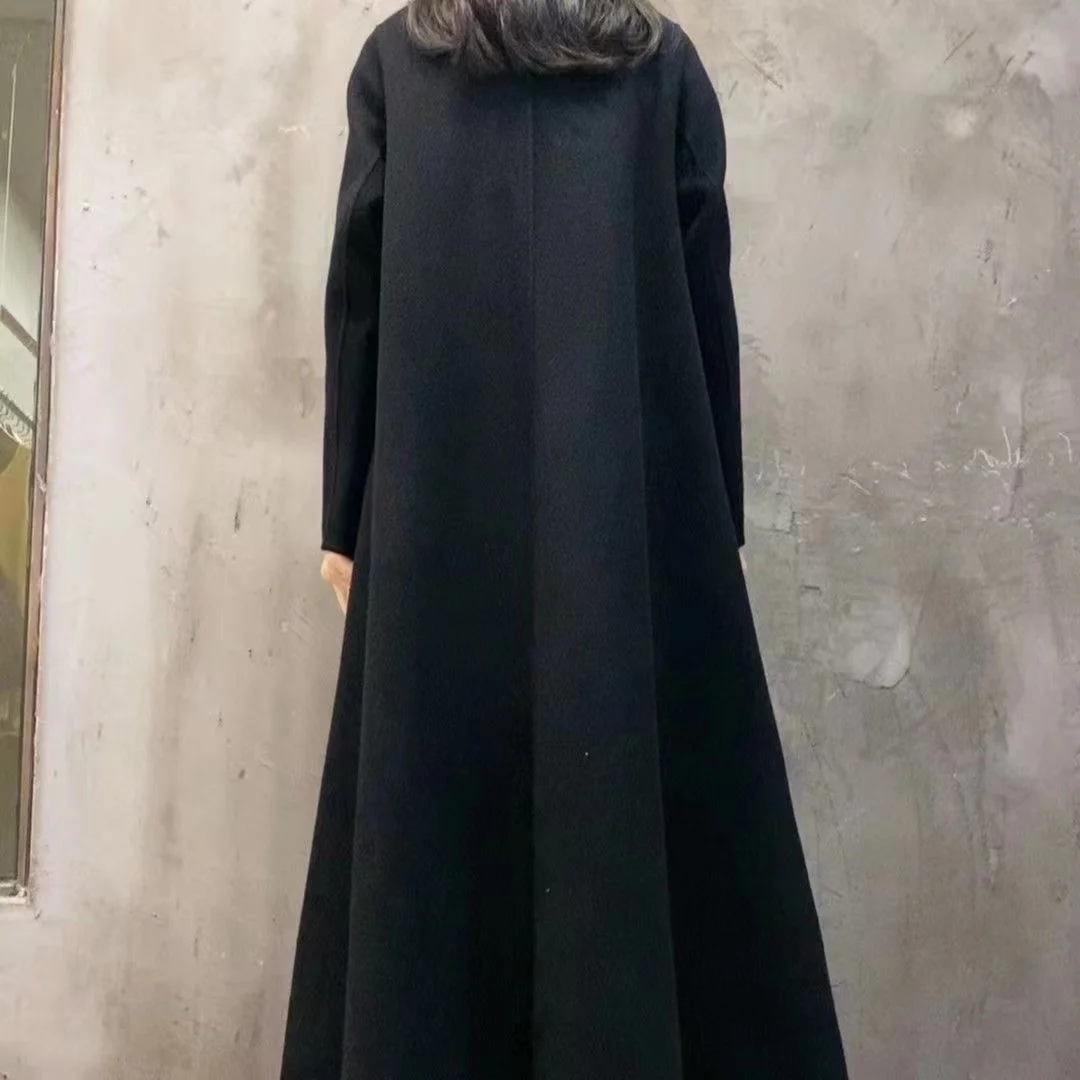 Vefadisa 2024 осенне-зимнее новое черное женское шерстяное пальто с воротником-стойкой
