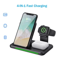 qi 15w fast wireless charger stand for iphone 11 12 x 8 apple watch 4 in 1 foldable charging dock station for airpods pro iwatch