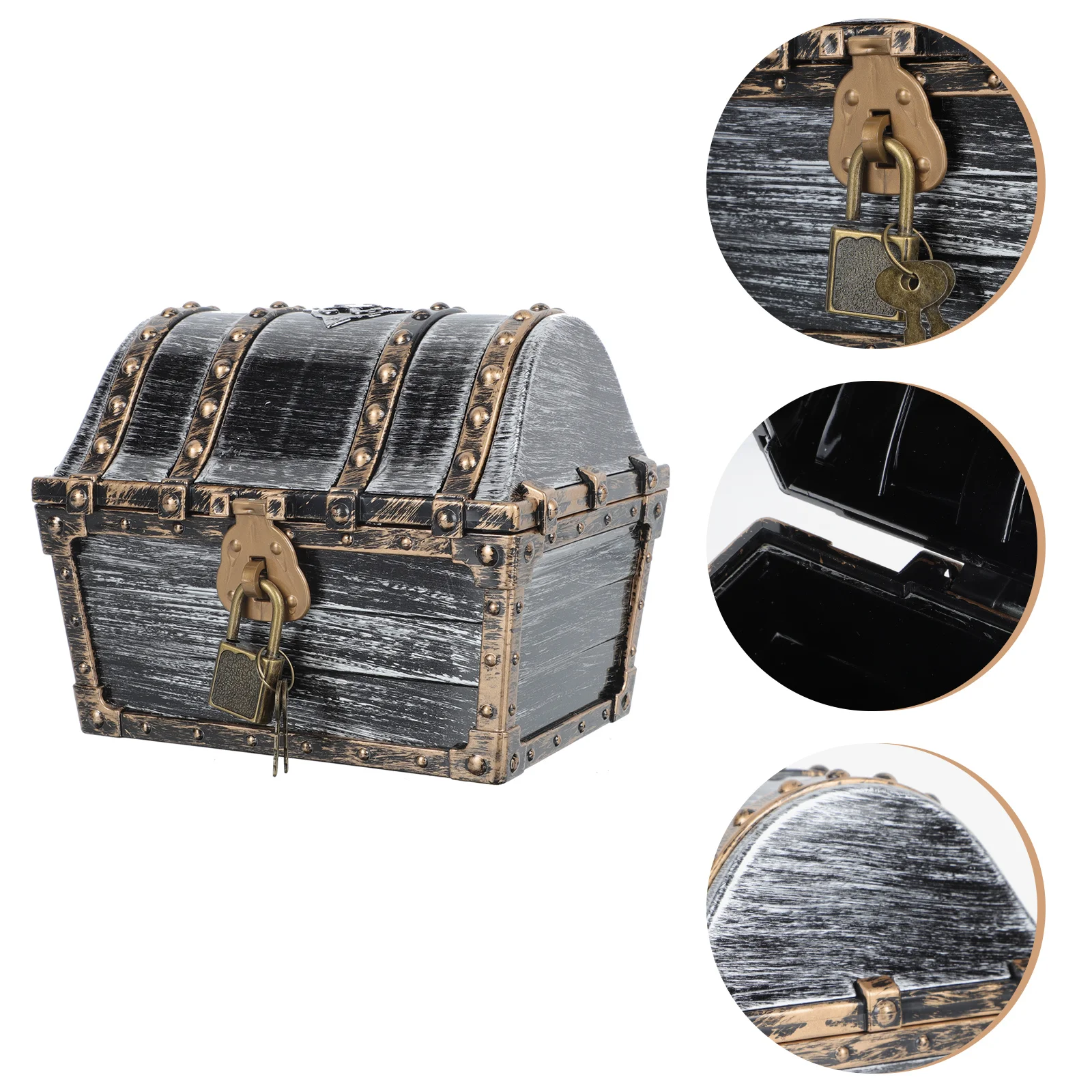

Wooden Toys Kids Pirate Box Storage Treasure Creative Children Game Prop Plastic Party Children's Travel