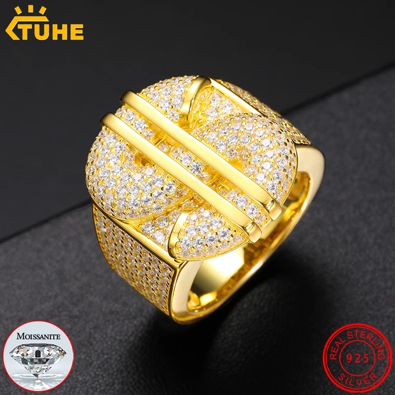 Кольцо TUHE унисекс с муассанитом VVS1 ювелирное изделие в стиле из серебра 925 пробы