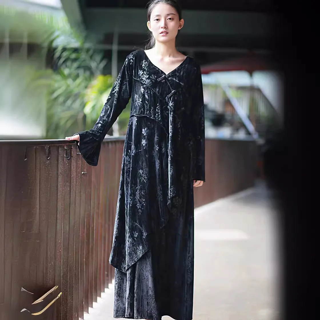 Женский вельветовый костюм UMI MAO новый весенне-летний в китайском стиле с принтом