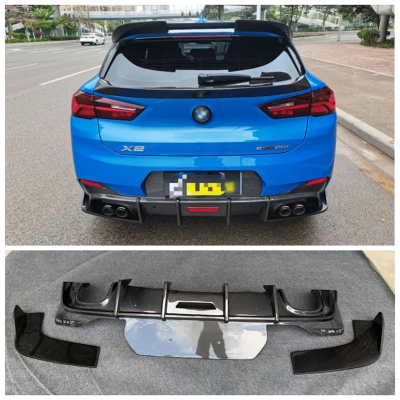 

Fits For BMW X2 F39 2020 2021 2022 Real Carbon Fiber Car Rear Trunk Bumper Rear Diffuser Splitter Protector Cover
