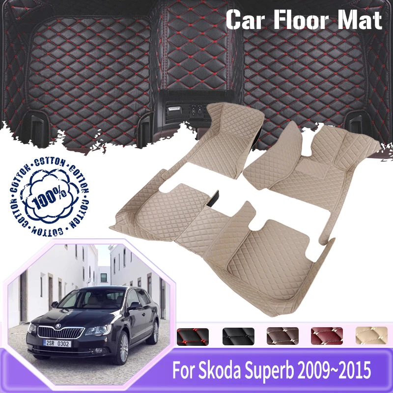 

Car Floor Mats For Škoda Superb B6 3T 2009~2015 Sedan Anti-dirt Pads Leather Car Mats Carpets Tapetes Para Carro Car Accessories