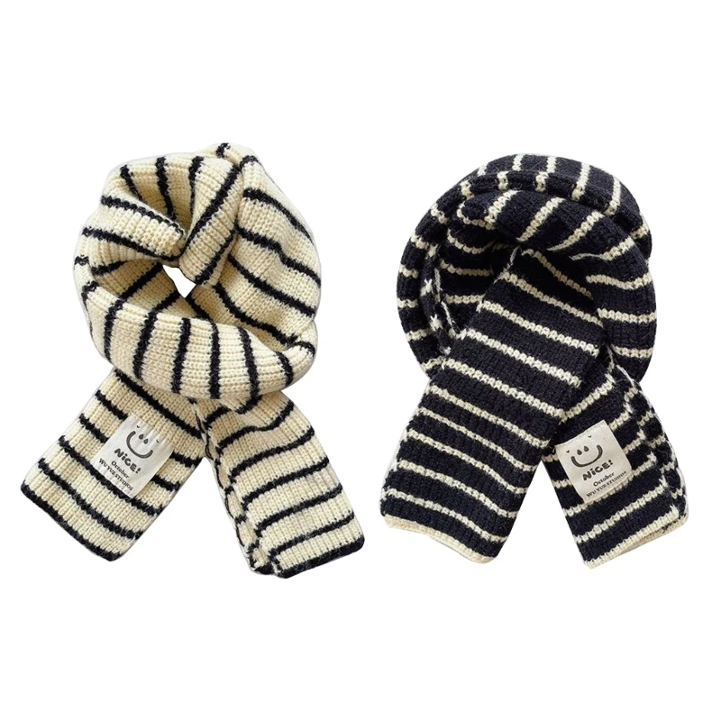 

Children Neck Scarves Knitted Winter Stripe Scarf Fashionable for Boys Girls