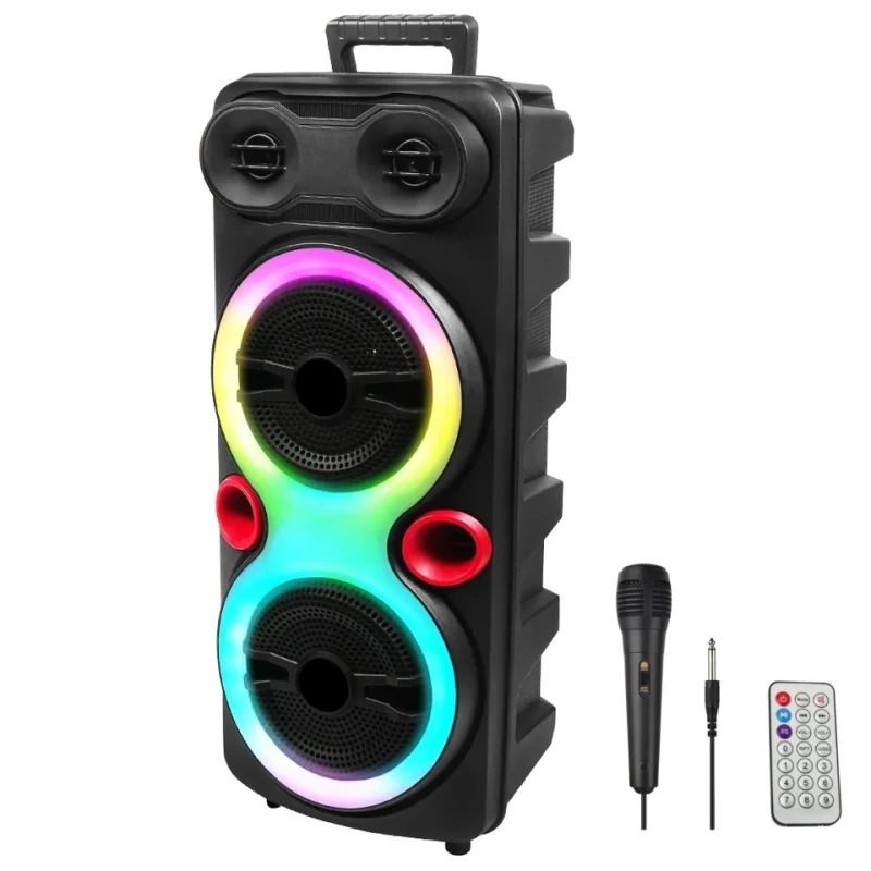 With Flame Led Light Microphone 500w Peak Value Outdoor Wireless Bluetooth Karaoke Soundbox