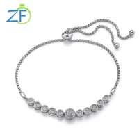 gz zongfa genuine 925 sterling silver tennis bracelet for women 0 09ct natural diamond sparkling adjustable chain fine jewelry