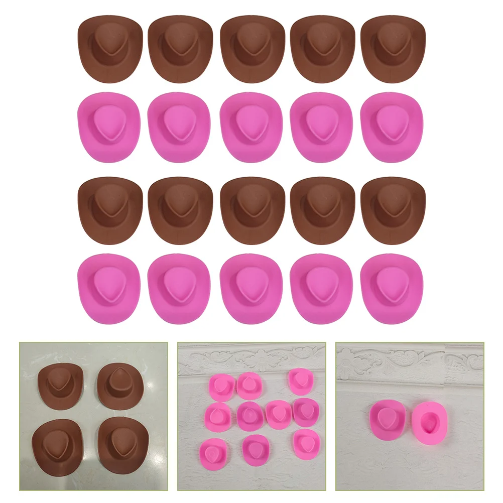 

20 Pcs Mini Cowboy Hat Miniature Tiny Hats Crafts Little Decor Pretend Dolls Plastic