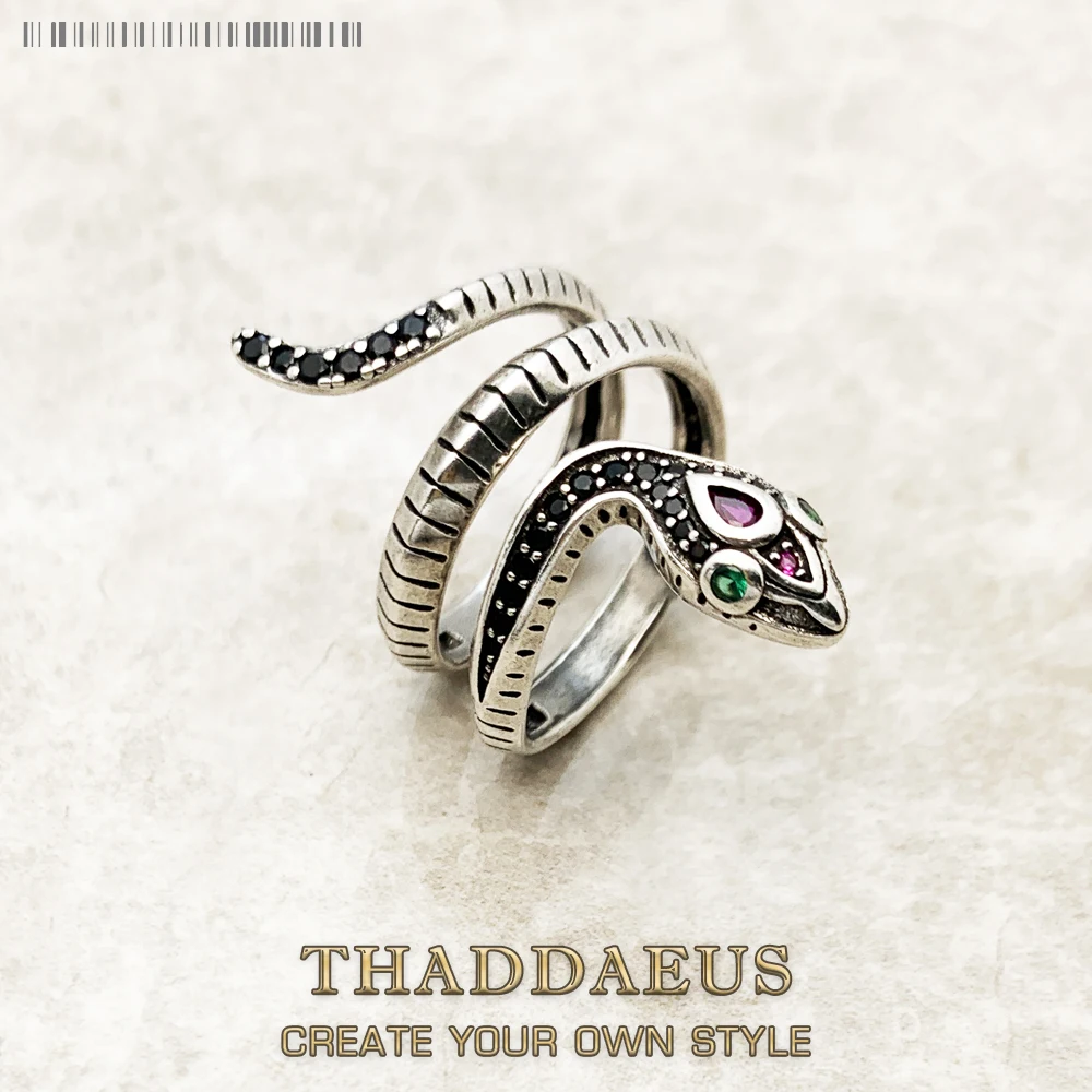 

Ring Snake Black Stones Europe Style Classic Fine Jewerly For Women,Brand New Gift In Pure 925 Sterling Silver