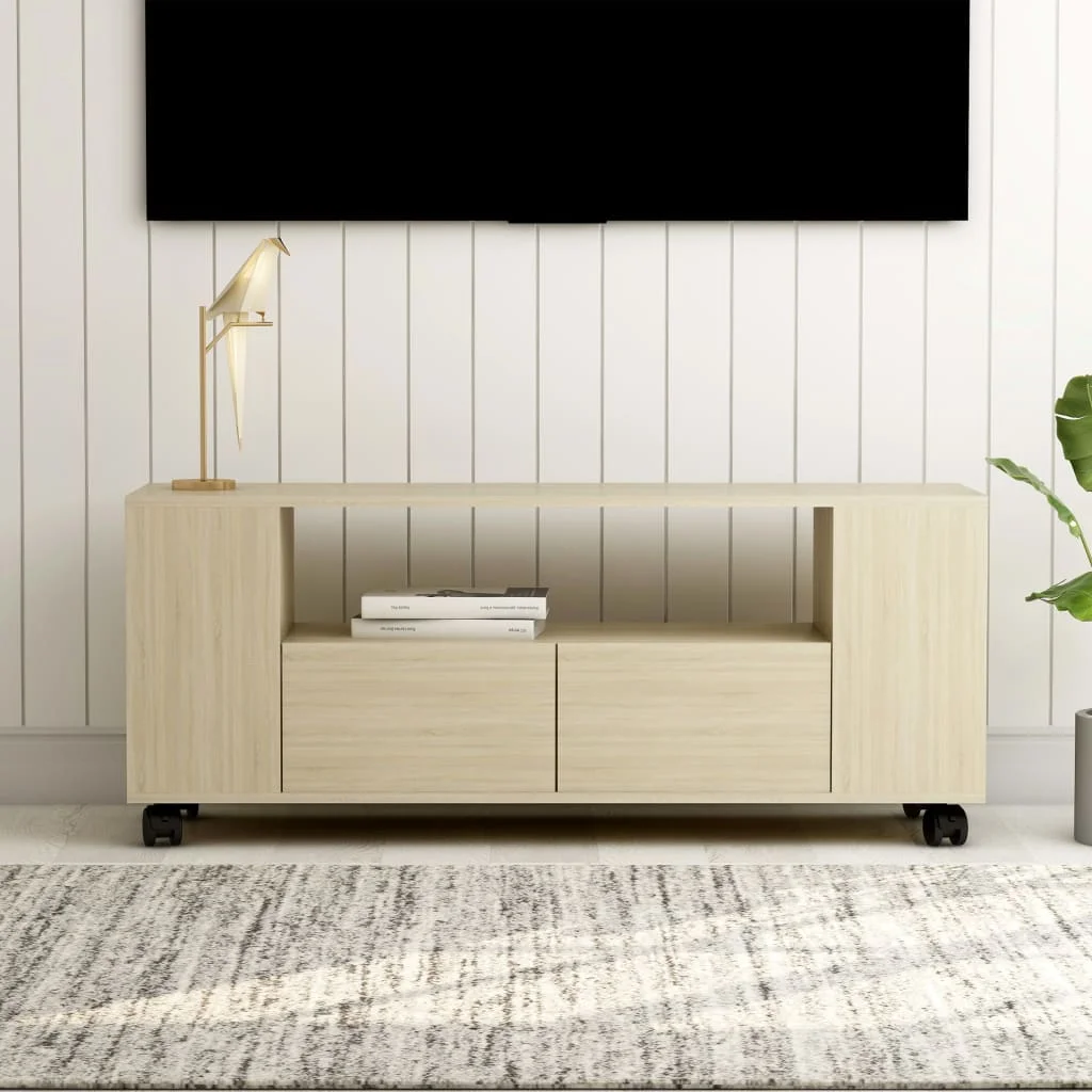 

TV Media Television Entertainment Stands Cabinet Table Shelf Sonoma Oak 47.2"x11.8"x16.9" Chipboard