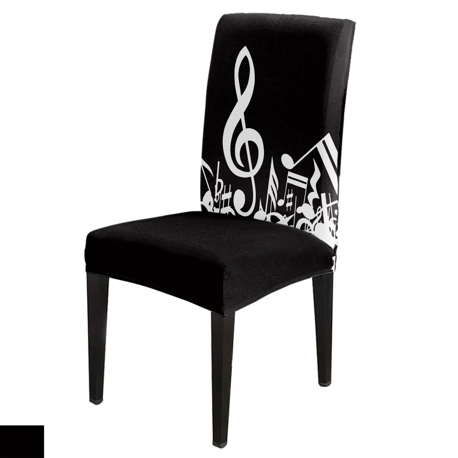 

Musical Note Black White Spandex Chair Cover Office Banquet Chair Protector Cover Stretch Chair Cover for Dining Room
