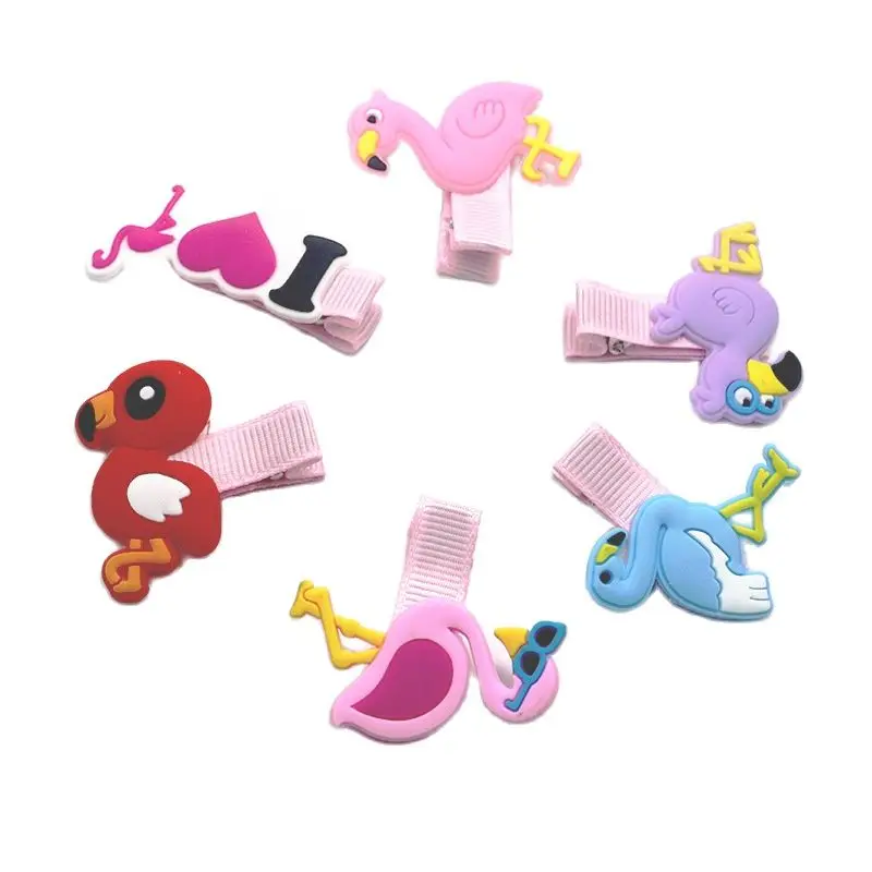 2 шт. детские пластиковые заколки для волос в виде фламинго |