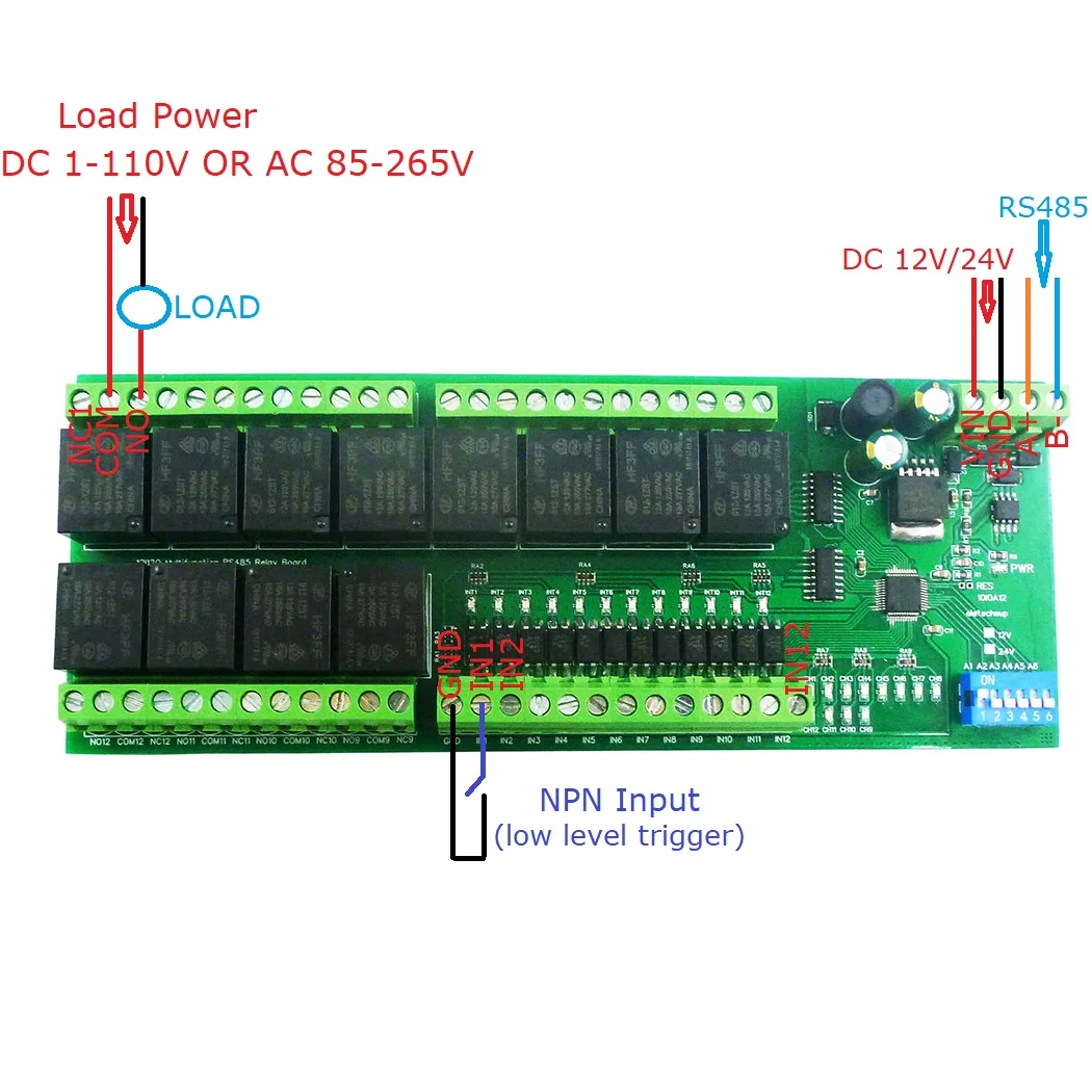12-DI 12-DO DC 12 В 24 RS485 Плата ввода-вывода Оптически изолированный вход NPN и релейных