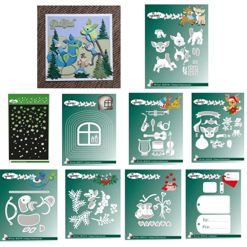 HorseHearts Drum Music Christmas Fox Metal Cutting Dies Silicone Stamps Scrapbooking Stencil Photo Album Card DIY Paper Embossi