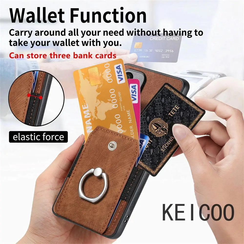 Кожаный чехол с кольцевой пряжкой и подставкой для телефона Samsung Galaxy S8 S9 S10 S10e S24 S25