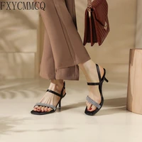fxycmmcq 2022 new korean style small square toe sandals niche design fashion temperament womens high heel sandals 403 16