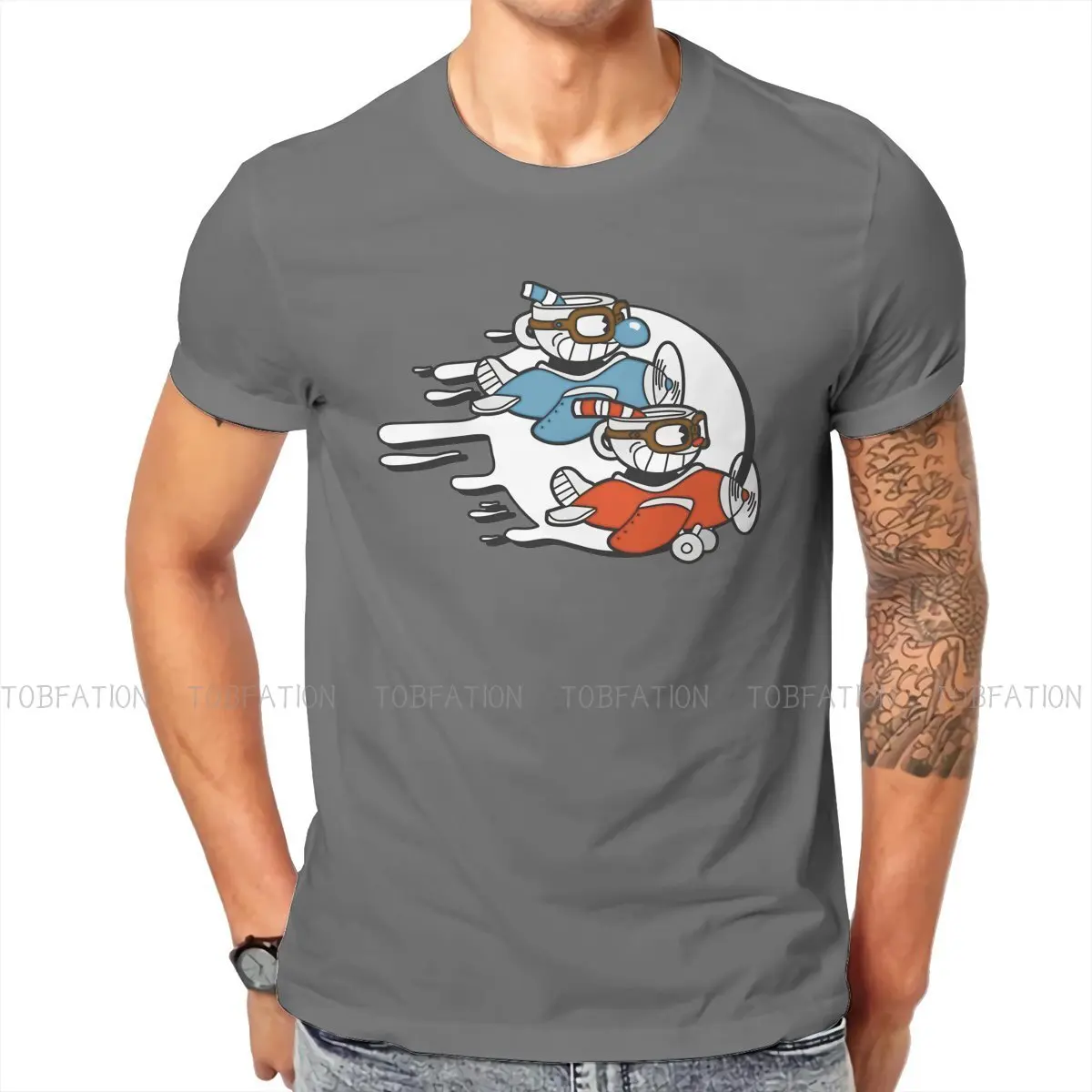 

Fly A Plane Hip Hop TShirt Cuphead Mugman Game Casual Size S-6XL T Shirt Hot Sale T-shirt For Men Women
