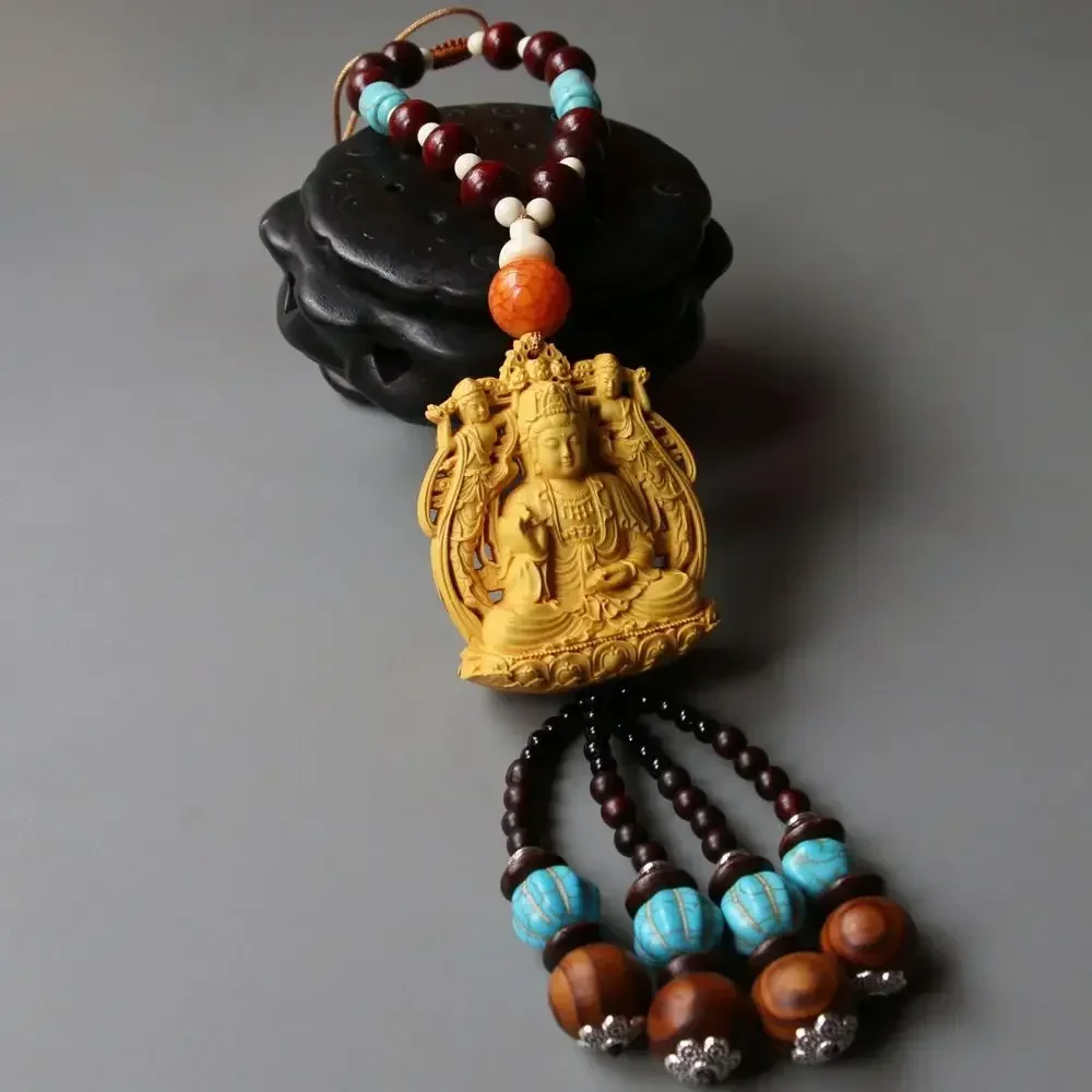 Автомобильный кулон Гуаньинь двусторонняя статуя Будды Tathagata Maitreya из бокса
