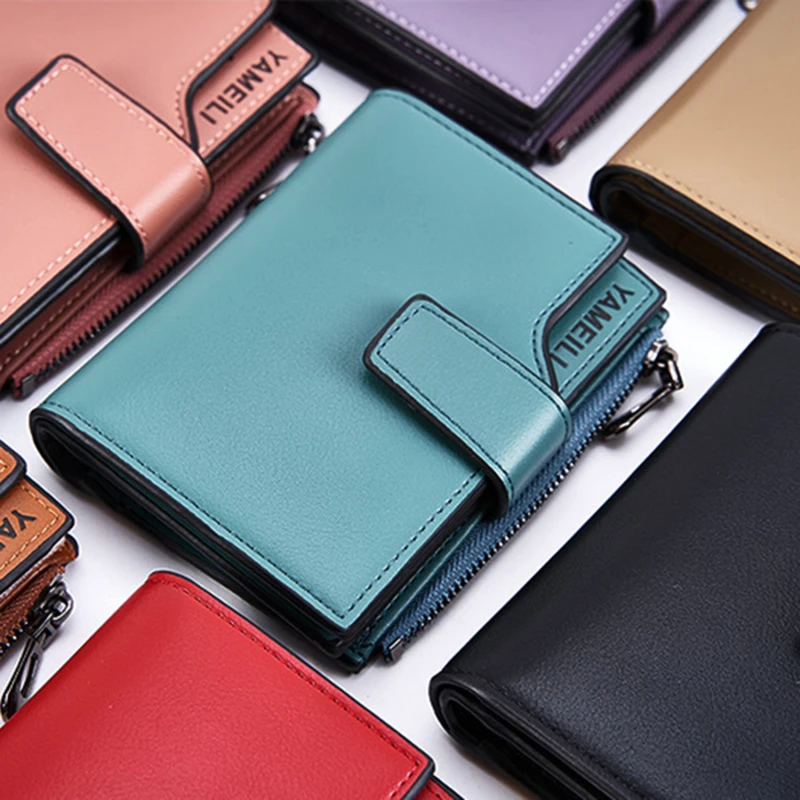 

Women Wallets 2022 New Small Mini Coin Purse Hasp Card Holder Lady Wallet Zipper Female PU Leather Buckle