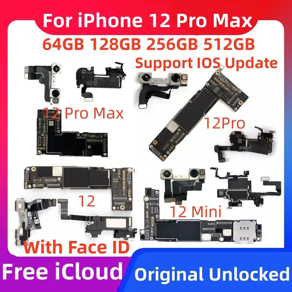 

Оригинальная материнская плата для IPhone 12 материнская плата для IPhone 12 Pro Max материнская плата с Face ID логическая плата Полная работа
