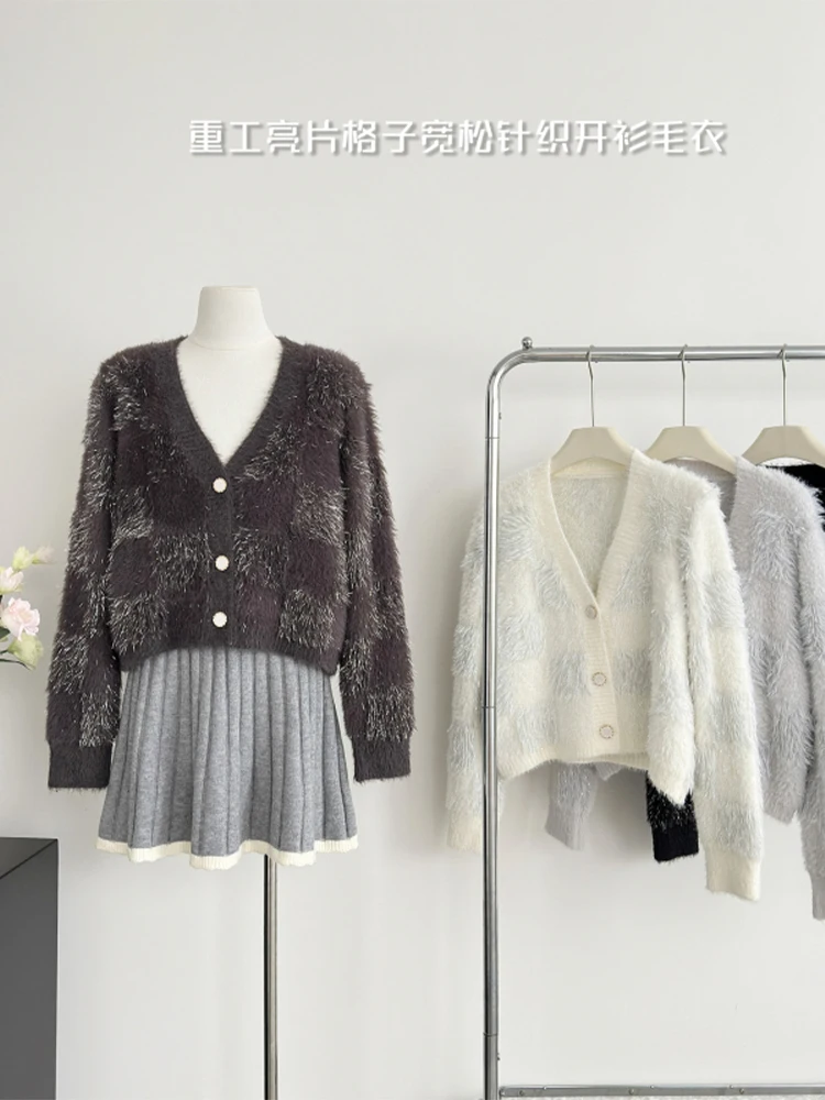 Женский черный кардиган из мохера свитер Harajuku корейский Y2k кашемировые свитера с