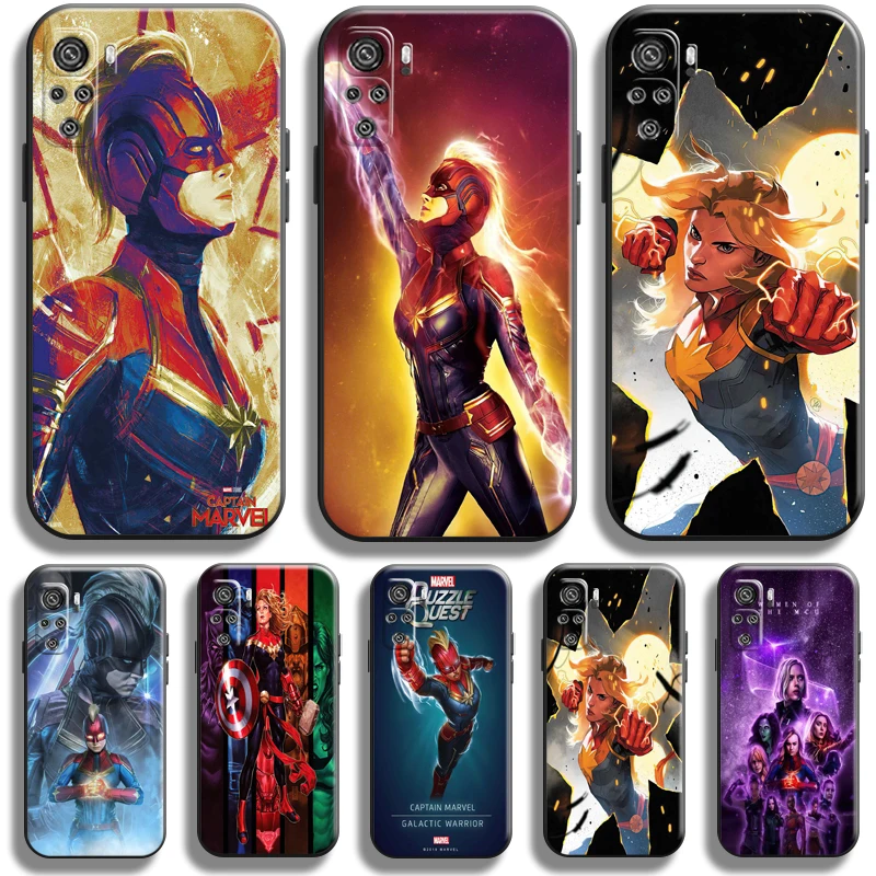 

Avengers Captain Marvel For Xiaomi Redmi Note 11 11T 11S 10 10T 10S Pro 5G Phone Case Back Soft Liquid Silicon Coque Black