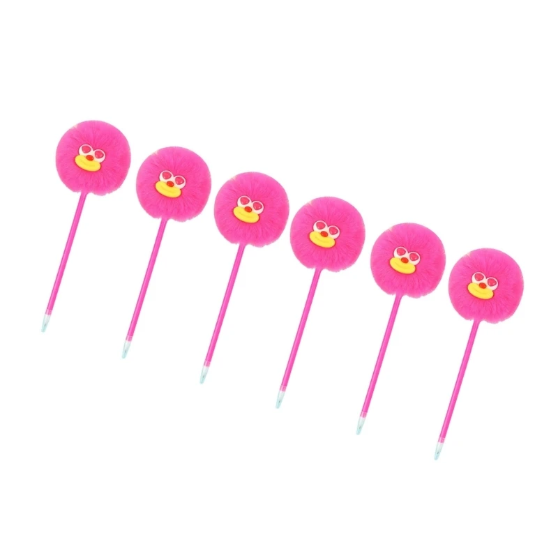 Шариковые ручки OOTDTY с помпонами 6 шт.