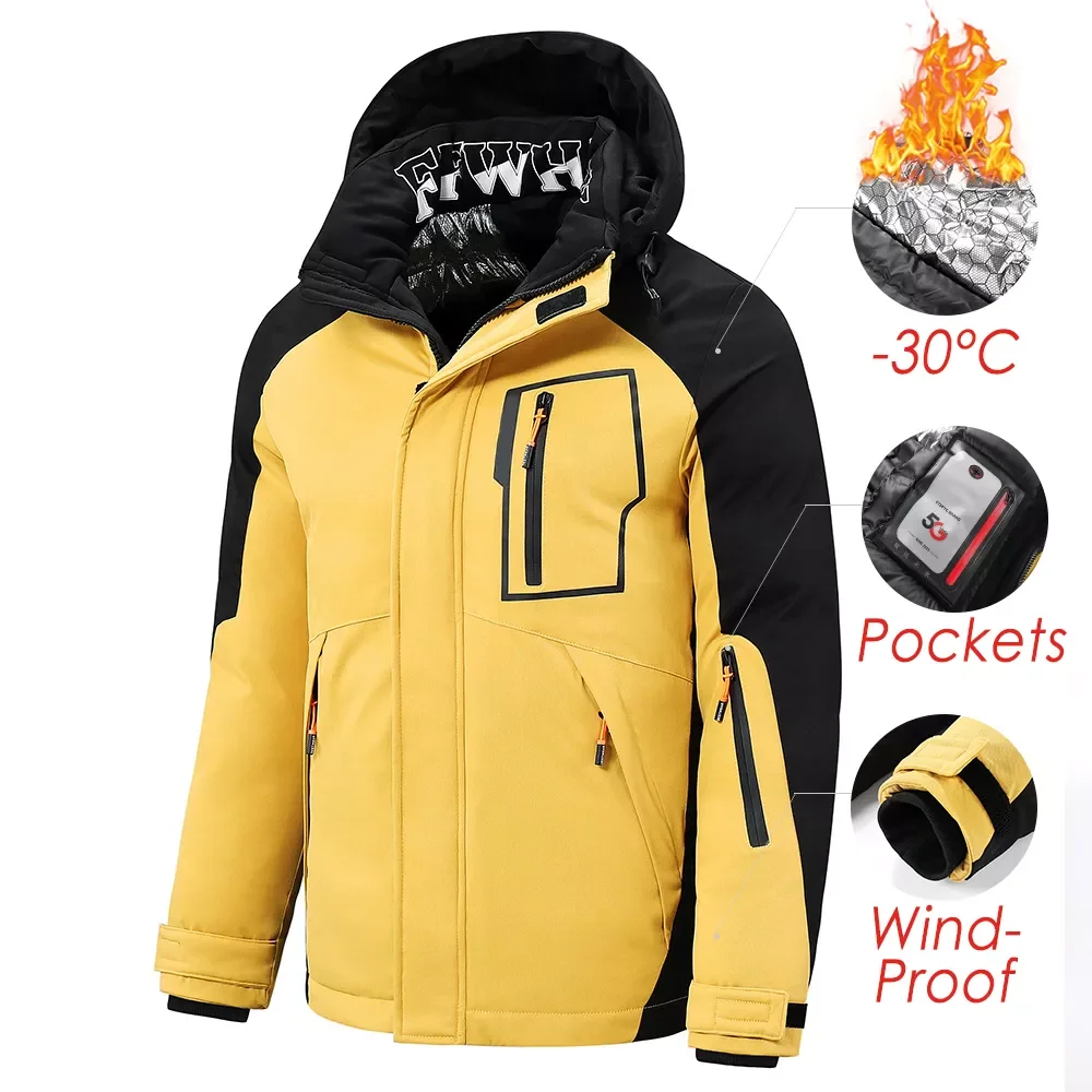 

5XL Men 2022 Winter New Outwear Thick Warm Parkas Jacket Coat Men Casual Windproof Pockets Detachable Hooded Parkas Jacket Men