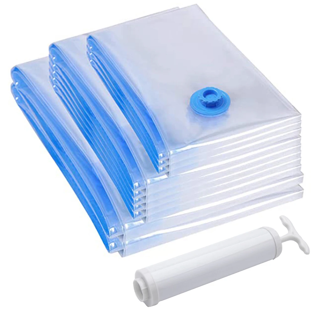 Space Save Vacuum Storage Sealer Bag Jumbo for Bedding Clothes Pillows Organizer Travel Accessories Hand Pump Double Zip Seal