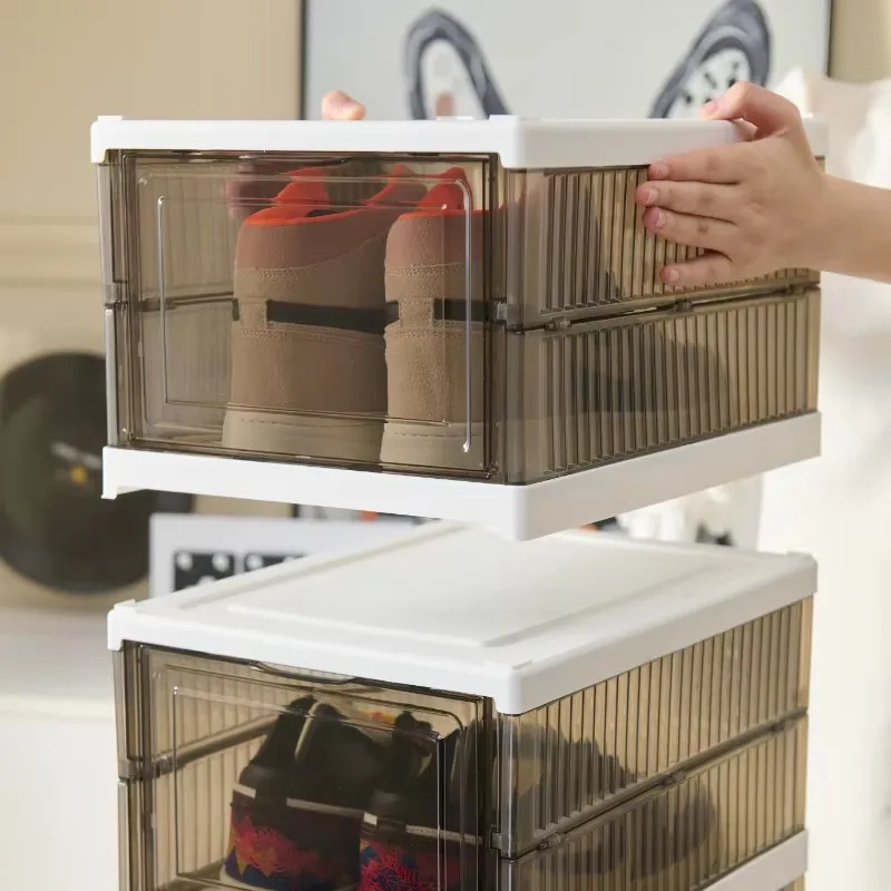 1/3 слоя складная коробка для обуви штабелируемая прозрачная утолщенная обувь