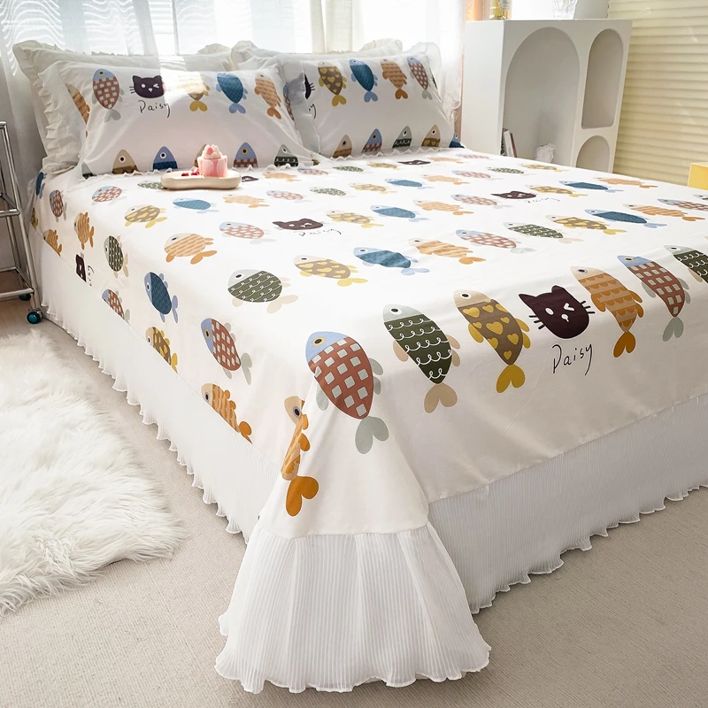 

Bonenjoy постельное белье на кровать 100% хлопок простыня мультяшный стиль couvre lit для детей размер Queen/King верхние простыни (без наволочки)