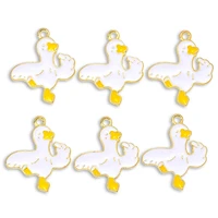 20pcs cute cartoon duck enamel pendant gold alloy material for diy bracelet necklace jewelry making couple phone charm wholesale