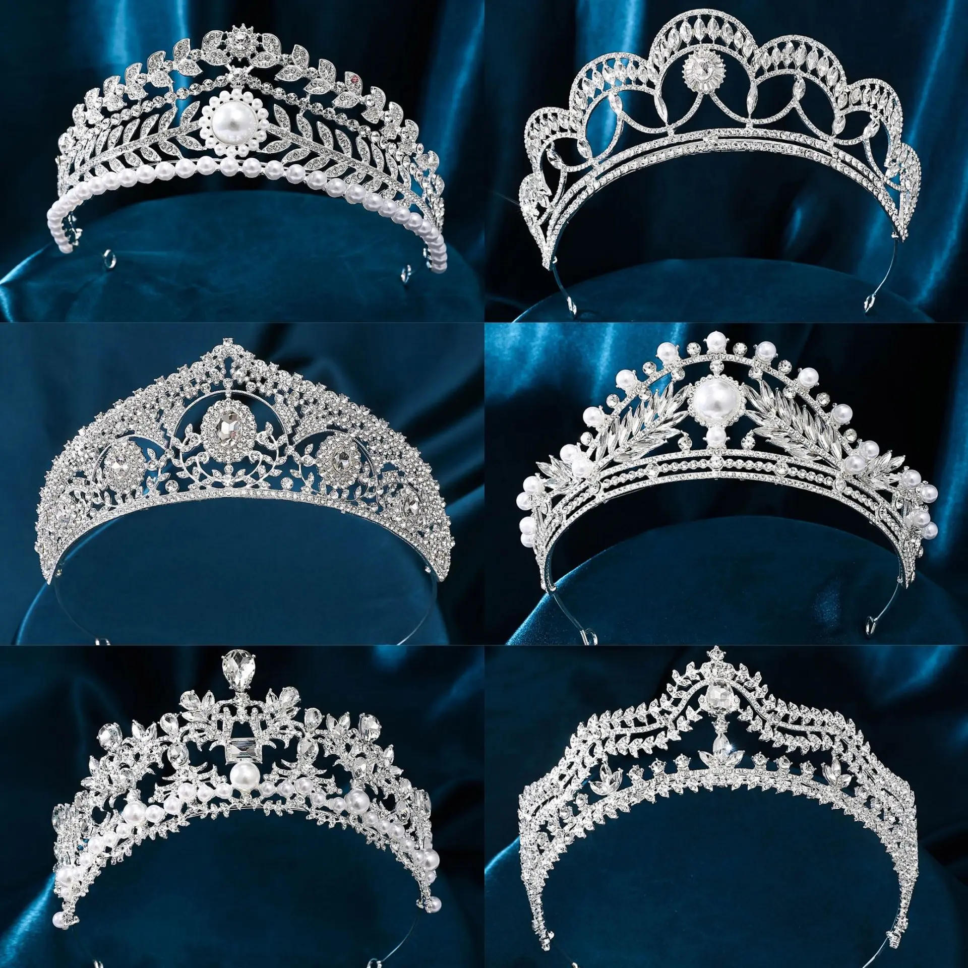 White Crystal Bridal Wedding Crown Headbands Hair Accessories